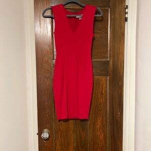 French Connection Red Low V Neck Mini Dress